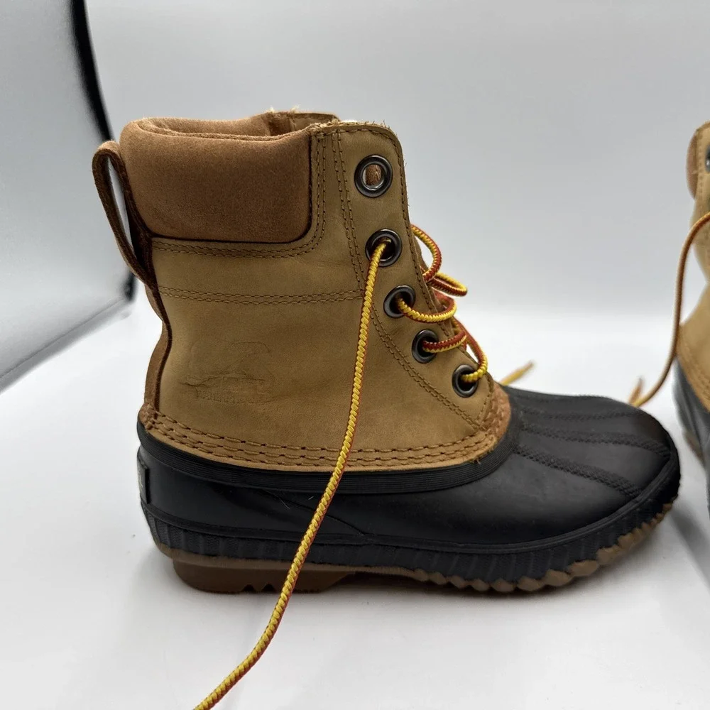 Sorel Waterproof Handmade Leather Duck  Lace-Up Rubber  unisex kids boots Size 2